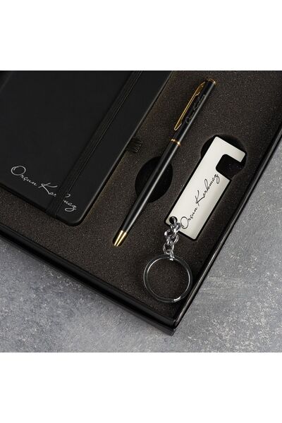 Hediyesepeti Kişiye Özel Defter Kalem Telefon Tutucu Anahtarlık Hediye Seti