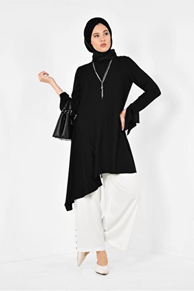 Alvina Asymetric Cut Pillise Detail Tunic 4852