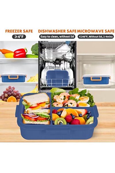 Riolio Kids Lunch Box S, 3 Compartments, Leakproof, BPA-Free 800ml Bento Box, Food-Grade PP for School