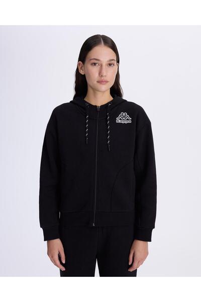 Kappa Logo Femisa Tour Women's Black Comfort Fit Zippered Tracksuit Top