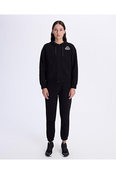 Kappa Logo Femisa Tour Women's Black Comfort Fit Zippered Tracksuit Top
