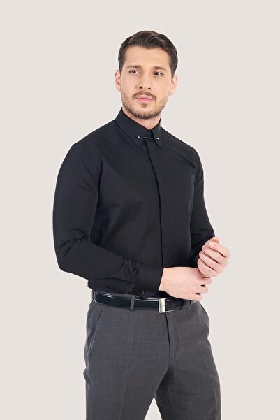 Paşahan Slim Fit Shirt with Collar Pins