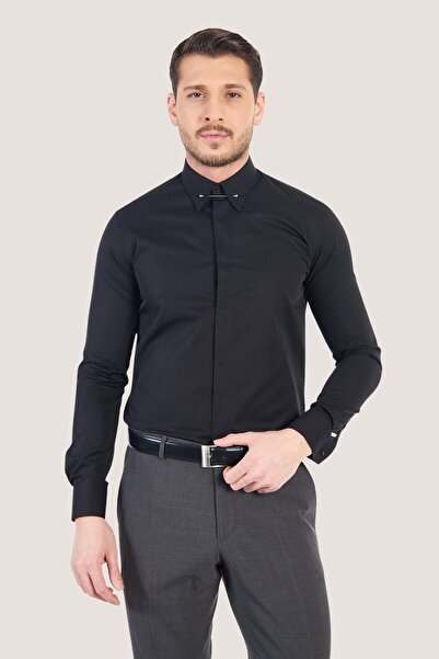 Paşahan Slim Fit Shirt with Collar Pins