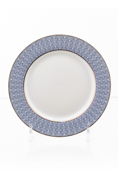 HIC Porcelain Desert Plates 4 Piece With Blue And Gold Design 20 cm