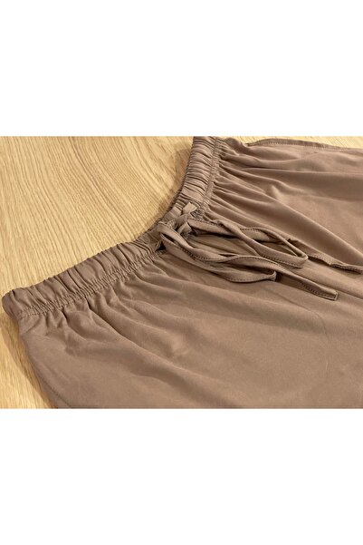 SOLOBUY Pyjamas Set Jersy Women's Long-Sleeved, Elastic Waist, Collar Round, Pants, Color Light Brow