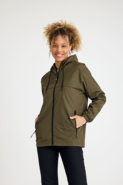 comstar Women's Lined Water Resistant Hooded Pocket Raincoat