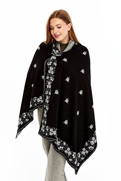 panşalço نموذج الوردة العظام السوداء، شال التريكو، شال الكتف التريكو، شال، المرأة، الشباب، شال الأم