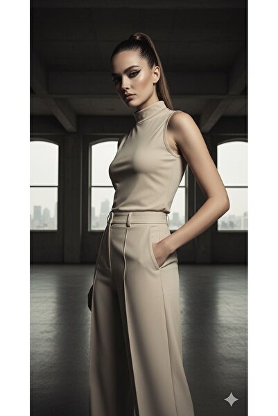 blck & premium Stand-Up Collar Crop Top Diver Fabric (Cotton and Not Long)