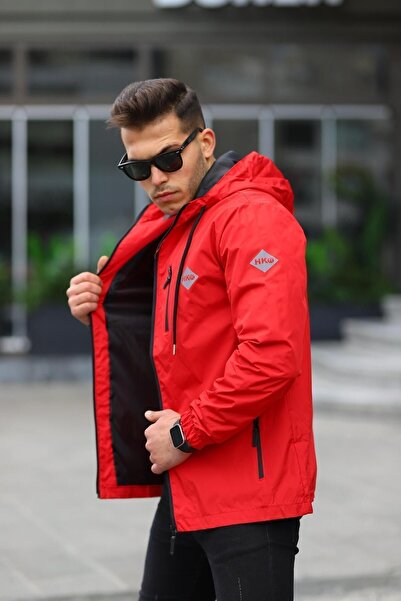 comstar Men's Lined Water Resistant Hooded Raincoat with Pockets