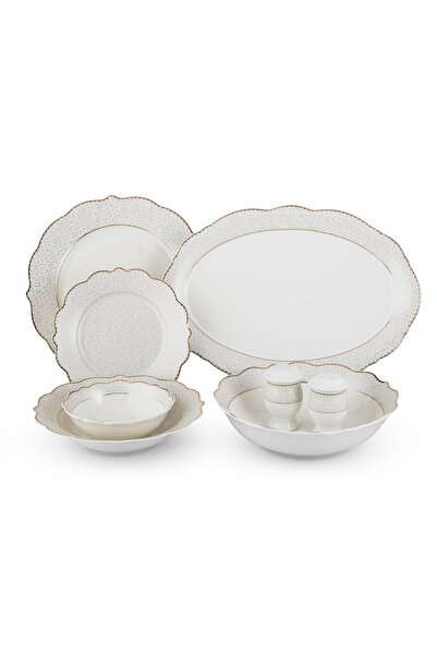 Dania 28-piece porcelain dining set with gold engraving - for 6 people