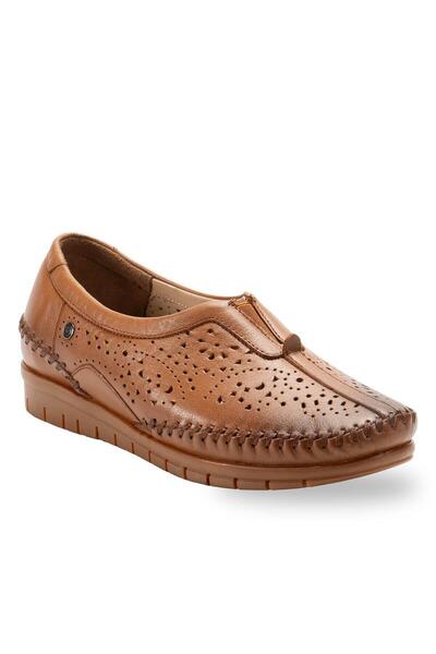 Forelli Twin 23409 Tan Perforated Genuine Leather Women's Shoes