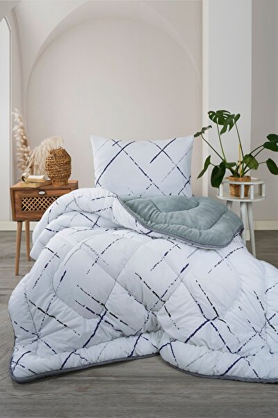 argehome Single Double-Sided Welsoft Soft Fleece Comforter Set and Pillowcase Reflection Gray