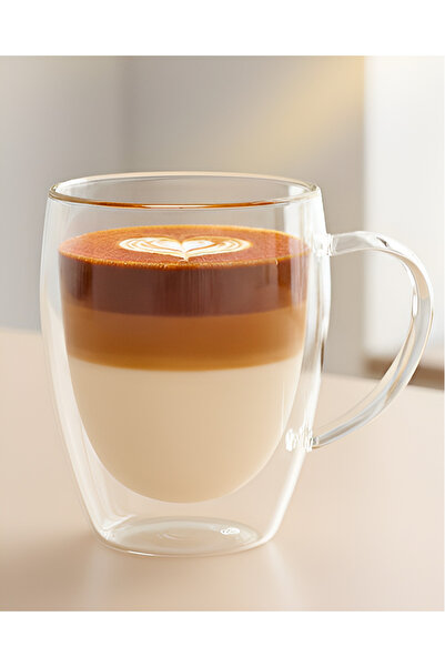 Salestore.ro Cană termos cu pereți dubli, sticlă borosilicată, 350 ml, transparentă