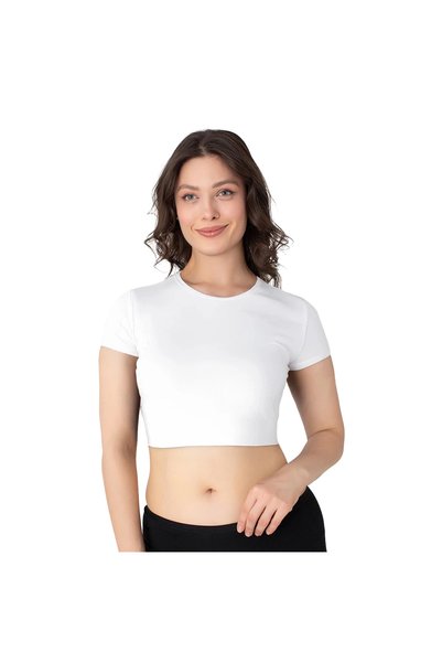 CONFEO 801-021 Women's Half Sleeve Modal Crop Tank Top