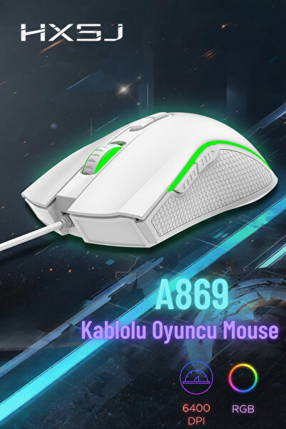 HXSJ A869 Kablolu Rgb Oyuncu Mouse 6400 Dpı 7 Tuşlu
