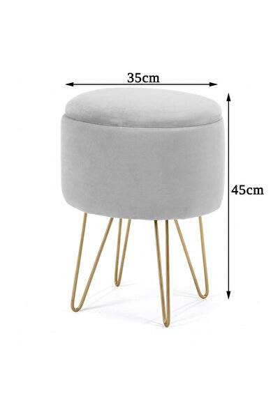 Artool Stool, round, with storage space, velvet, red, max 90 kg, 35x35x45 cm, Lili
