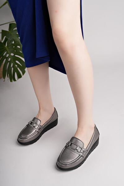 Nesil Shoes Neyna 1042 Platinum Wedge Heel Women's Shoes