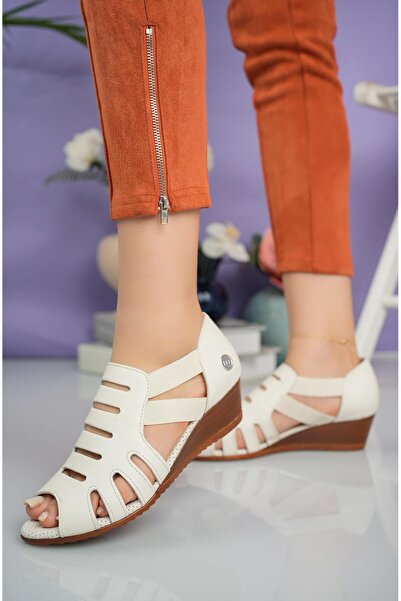 Mammamia D25YS 2740 Kemik Hakiki Deri Önü Açık Kadın Ayakkabı