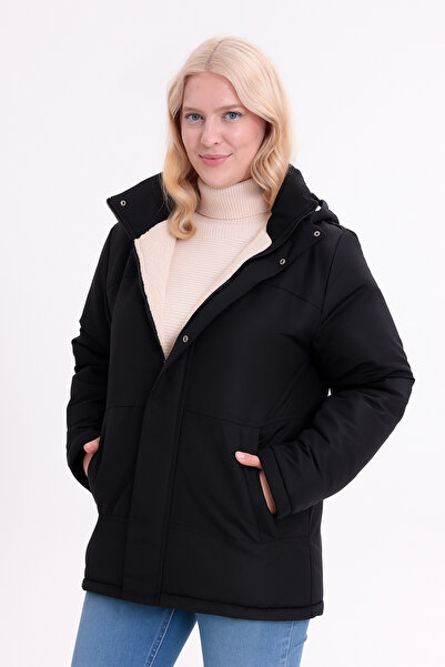 Montland Palton de iarnă și haină și parka pentru femei, negru, cu blană în interior, cu glugă, rezistent la apă și vânt K cu glugă