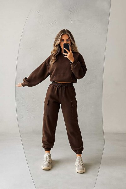 BRLKN Women's Kangru Pocketed Oversized Crop Set