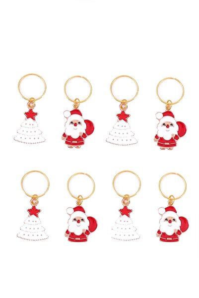 New Obsessions Christmas Santa Claus Figure Dangle Hair Earrings 8 Pack