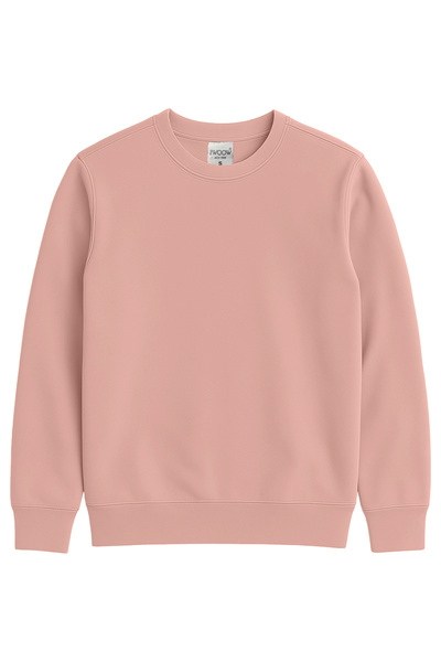 THE WOOW Unisex Basic Long Sleeve Crew Neck Salmon Sweatshirt