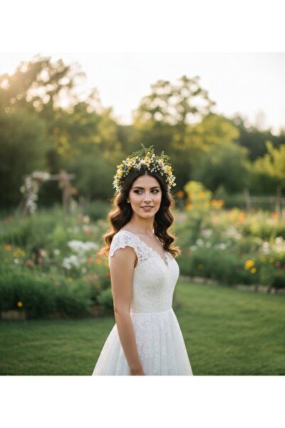 jujü Doğal çiçek tacı, gelin tacı, dış çekim tacı, Nişan tacı,