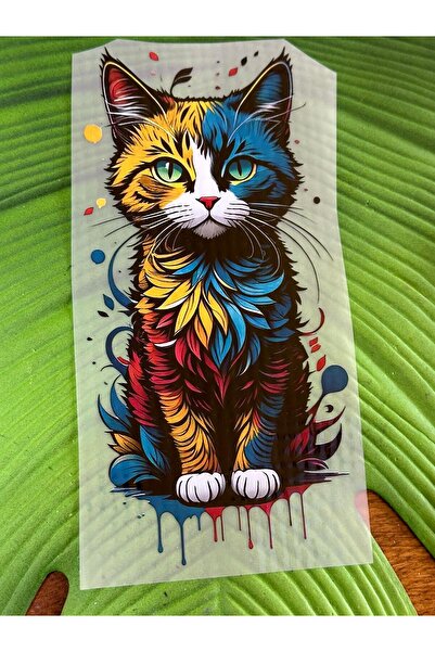 Gönülden Tasarım 23x10 cm Culoare Pisica Transfer Imprimat Fier de călcat