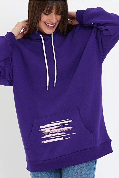 ESPİNA Γυναικείο φούτερ με κουκούλα με στάμπα φλις 3 νημάτων