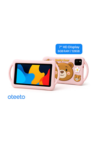 OTEETO K6 Kids 7 inch Tablet with SIM – 6GB RAM/ 128GB Memory – Black + Pink