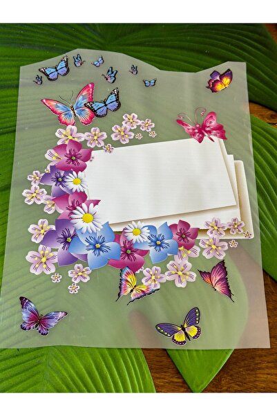 Gönülden Tasarım 24X21 CM Floral Imprimare prin transfer cu fier de călcat - Diverse cu fluture