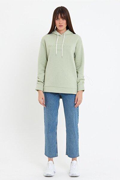 ESPİNA Γυναικείο φούτερ με ρυθμιζόμενο κέντημα με 3 κλωστές φλις μακριά