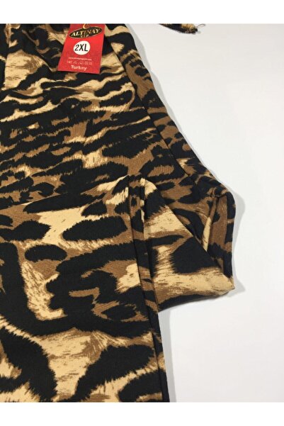 Altınay Leopard Patterned Pocket Suede Winter Pajama Bottoms 2021-s10