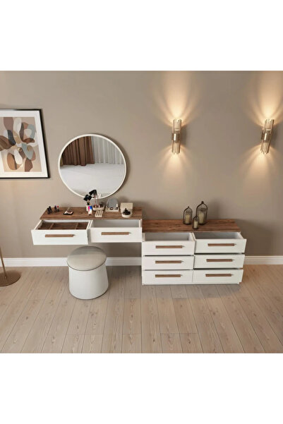 Stylish Home Large modern bedroom dresser, white and brown - TS03