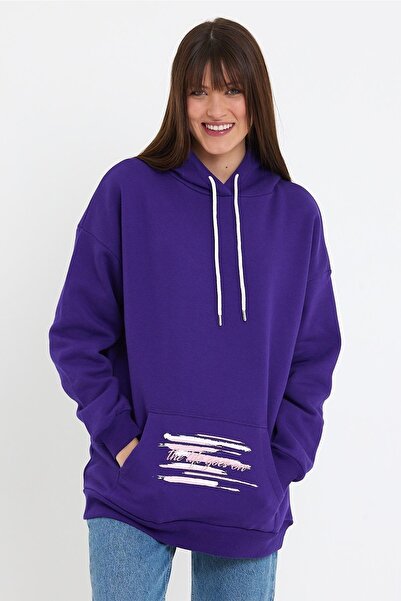 ESPİNA Γυναικείο φούτερ με κουκούλα με στάμπα φλις 3 νημάτων