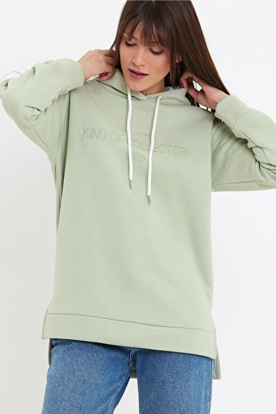 ESPİNA Γυναικείο φούτερ με ρυθμιζόμενο κέντημα με 3 κλωστές φλις μακριά