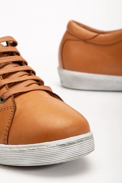 Hayalimdeki Ayakkabı Дамски спортни обувки Taba от естествена кожа с цип отстрани и връзки