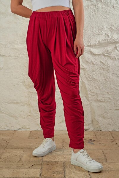 ESPİNA Women's Side and Waist Pleated Comfortable Fit Shalwar Trousers