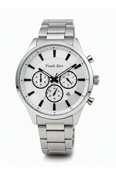 Frank Alex Men's Wristwatch Silver Color, Silver Dial - Stylish Metal Band, 2...