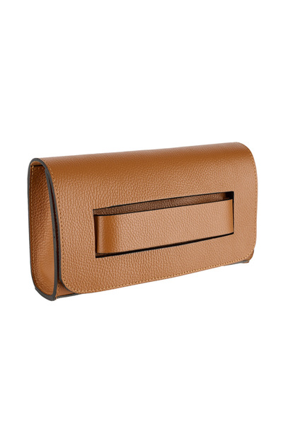 AZZURA Isolde cognac leather bag with gold metal accessories