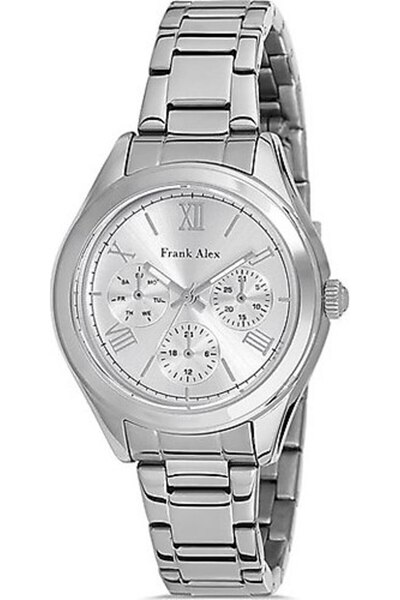 Frank Alex ساعة يد نسائية فضية اللون، مينا فضي - سوار معدني أنيق، ضمان لمدة ع...