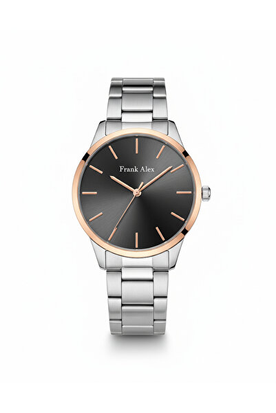Frank Alex Men's Wristwatch Gold and Silver Color, Black Dial - Stylish Metal...