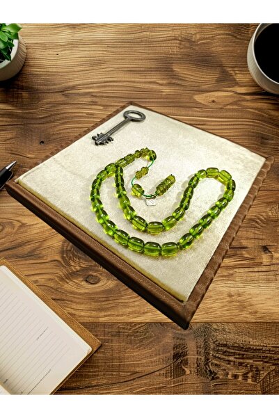 Anemore Collection سبحة من حجر العقيق الناري، قطع كبسولي، لون أخضر، صناعة يدو...