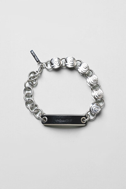 So CHIC... Siyah Deri Detaylı 23 Cm Erkek Çelik Bileklik