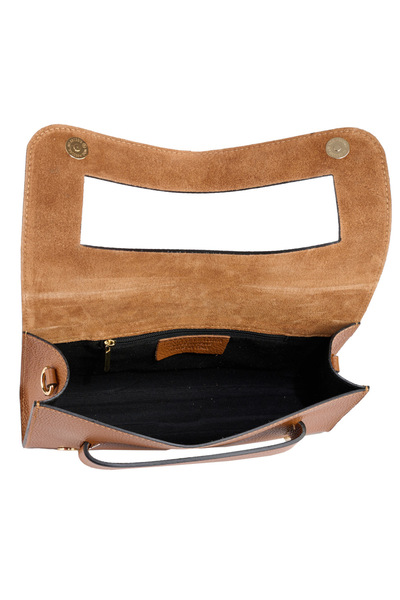 AZZURA Isolde cognac leather bag with gold metal accessories