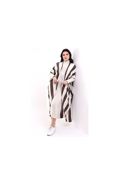 Cemre Life New Deux Striped Knit Poncho
