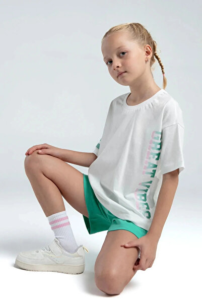 Rolypoly Girl shorts set - white/mint