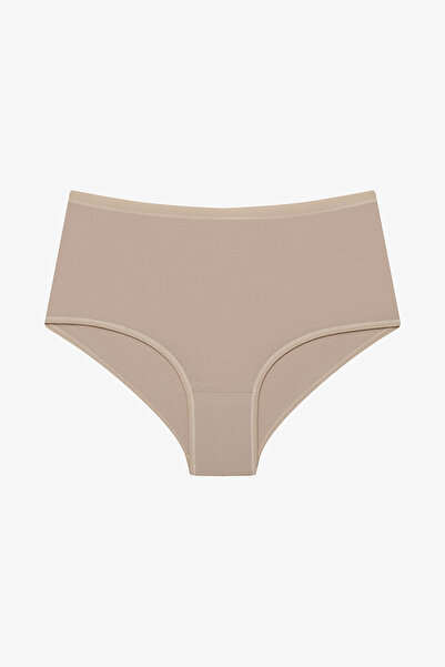 Penti Chiloți slip din bumbac bej cu talie înaltă din 3 piese