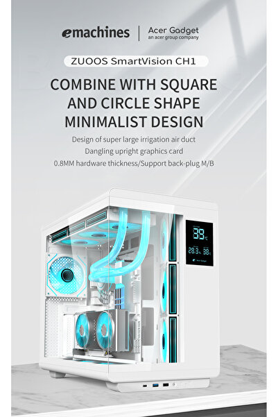 ACER هيكل كمبيوتر U600 ATX، لوحة زجاجية مقسّاة، 7 مراوح RGB مثبتة مسبقًا مع جهاز تحكم عن بعد، أبيض