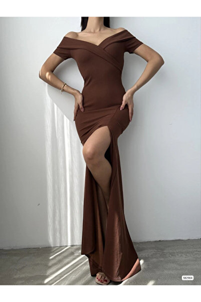 perla del amor Γυναικείο φόρεμα από ύφασμα κατάδυσης με λεπτομέρεια λαιμόκοψης και χαμηλού κοψίματος